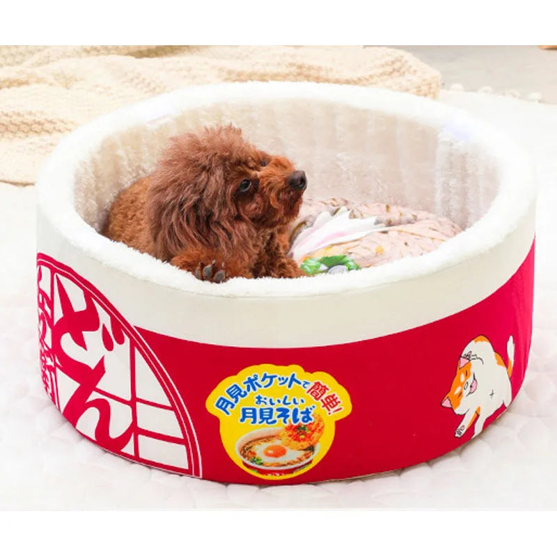 Instant Noodle Pet Kennel for All Seasons Universal Cat Kennel Japanese round Semi-Enclosed Autumn and Winter New Warmth