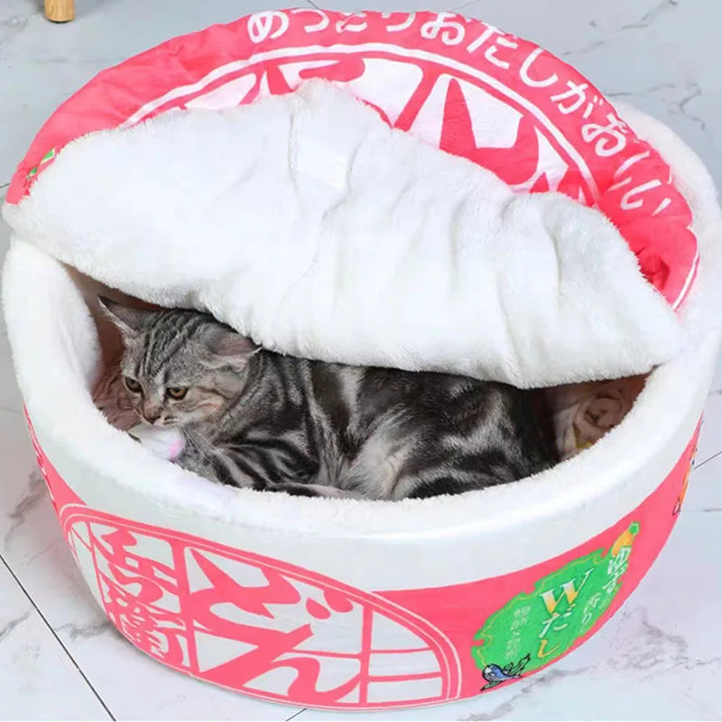 Instant Noodle Pet Kennel for All Seasons Universal Cat Kennel Japanese round Semi-Enclosed Autumn and Winter New Warmth